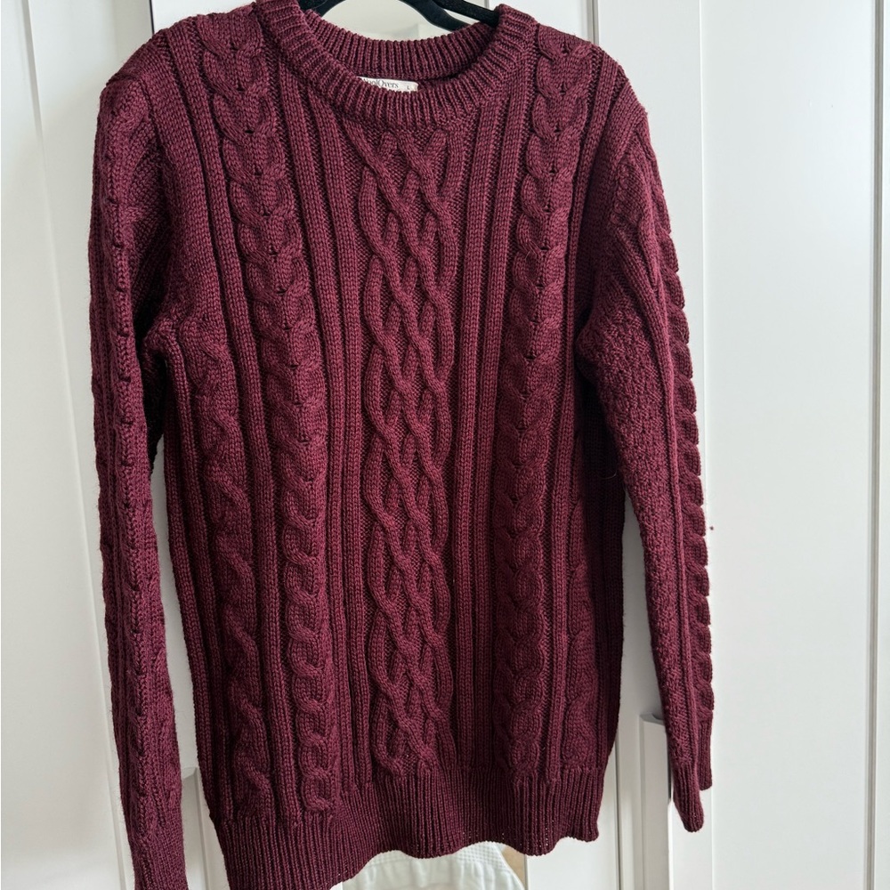 Classic Red Crewneck Cable Knit Sweater